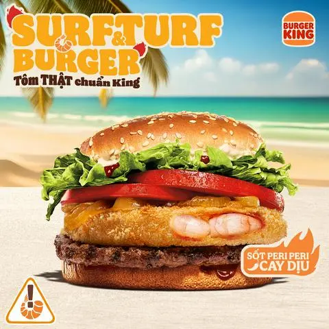 Hình ảnh Burger Bò Nướng Tôm Giòn cỡ lớn