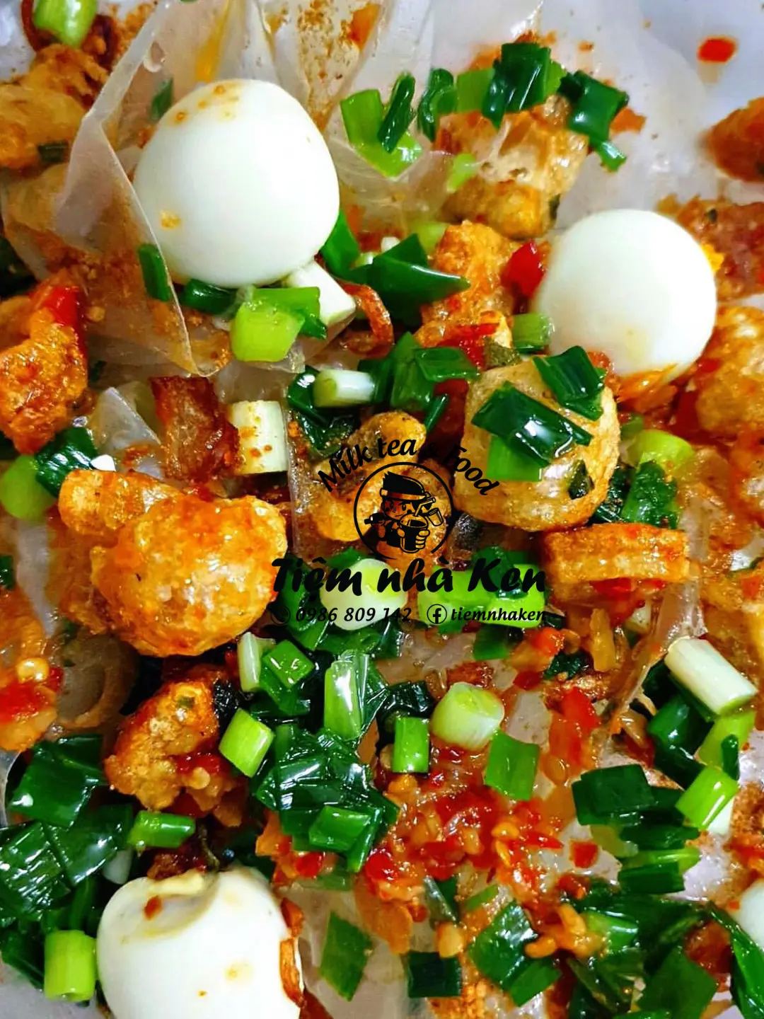 Hình ảnh Bánh tráng, mỡ hành tóp mỡ (ko trứng)