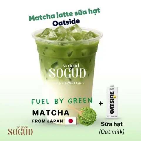 Hình ảnh Matcha latte sữa hạt 500ml - Matcha Nhật + sữa Oatside