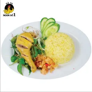Hình ảnh Cơm đùi gà luộc kèm gỏi rau
