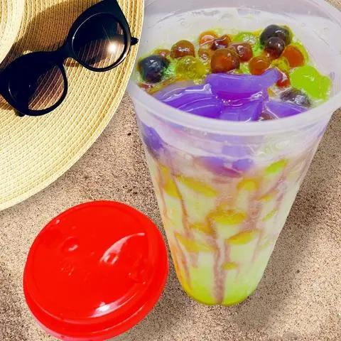 Hình ảnh Sữa Chua Băng, Sữa Bò Đá Nhà Làm, Vị Khoai Môn Thạch, Đường Đen 3 Trân Châu (700ml)