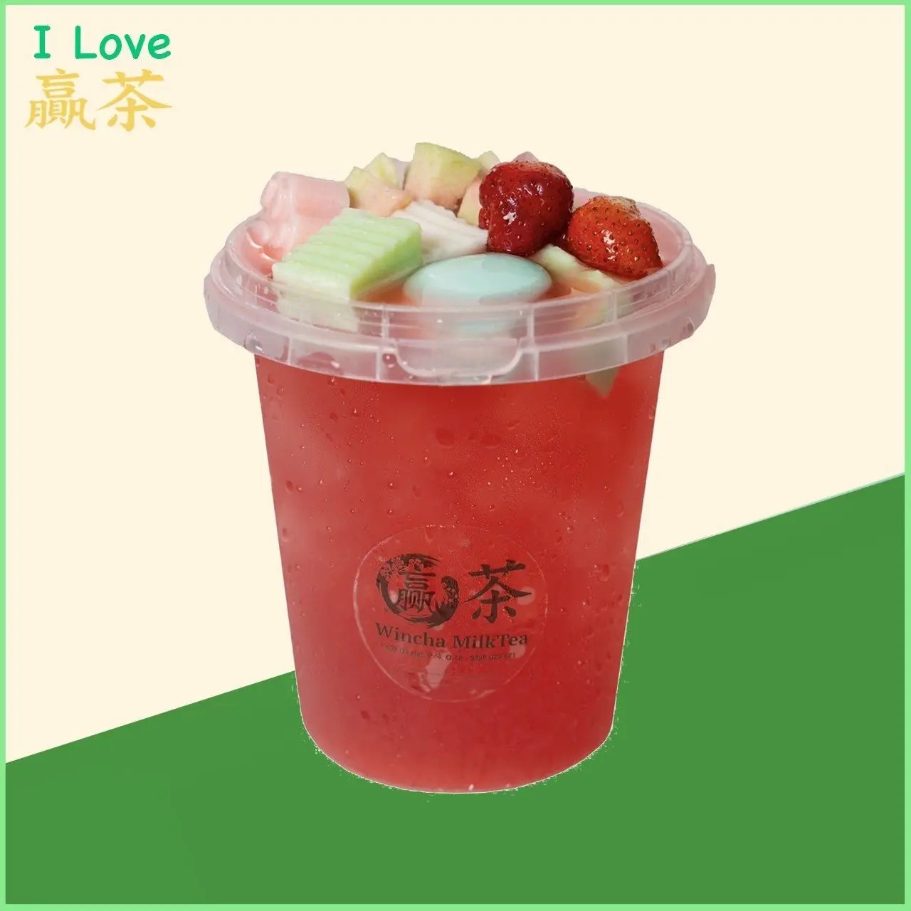 Hình ảnh Ly Trà Dâu Full Topping Size L