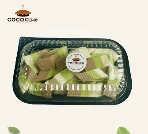 Hình ảnh Rau câu cacao sữa dừa lá dứa cắt sẵn 350g