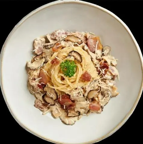 Hình ảnh CREAMY MUSHROOM SPAGHETTI (MỲ Ý THỊT HUN KHÓI SỐT KEM NẤM)