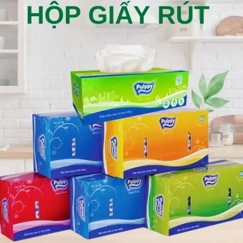 Hình ảnh Hộp Khăn Giấy Pulppy 180 Tờ, Khăn Giấy Rút Mịn Dai Giấy Tốt Dùng Cá Nhân, Vệ Sinh..