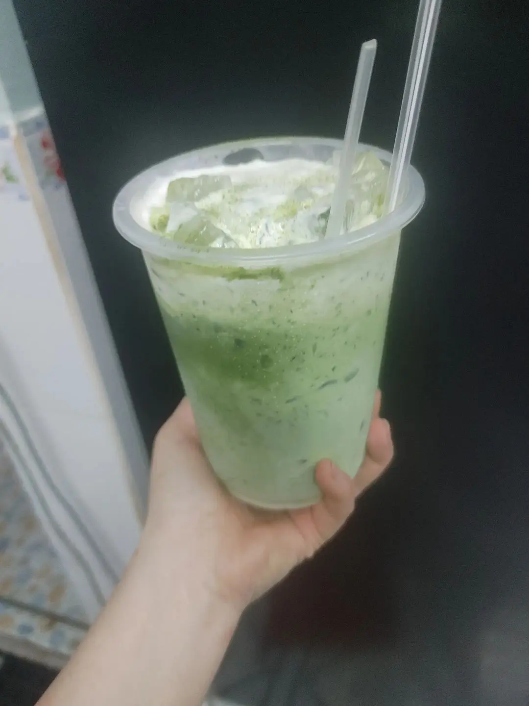Hình ảnh Matcha latte sữa gấu
