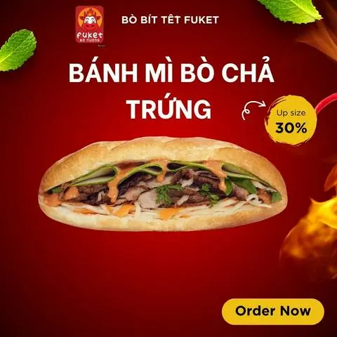 Hình ảnh Bánh mì bò chả trứng