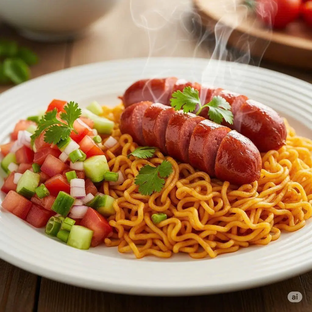 Hình ảnh Mì indomie xúc xích