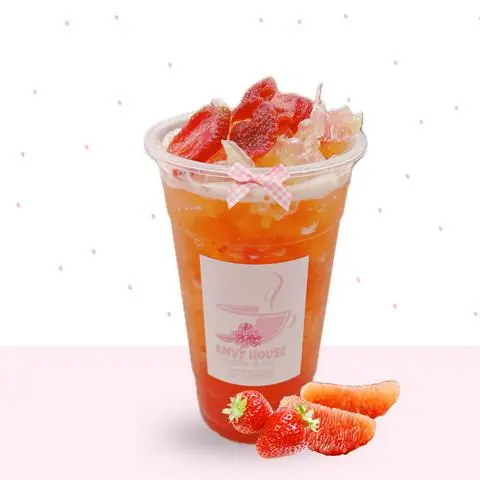 Hình ảnh Trà Bưởi Hồng Dâu 700ml