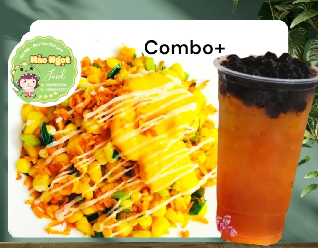 Hình ảnh FS7- - BẮP XÀO RUỐC SỐT PHÔ MAI + HỒNG TRÀ | M( TOPPING NGẪU NHIÊN )
