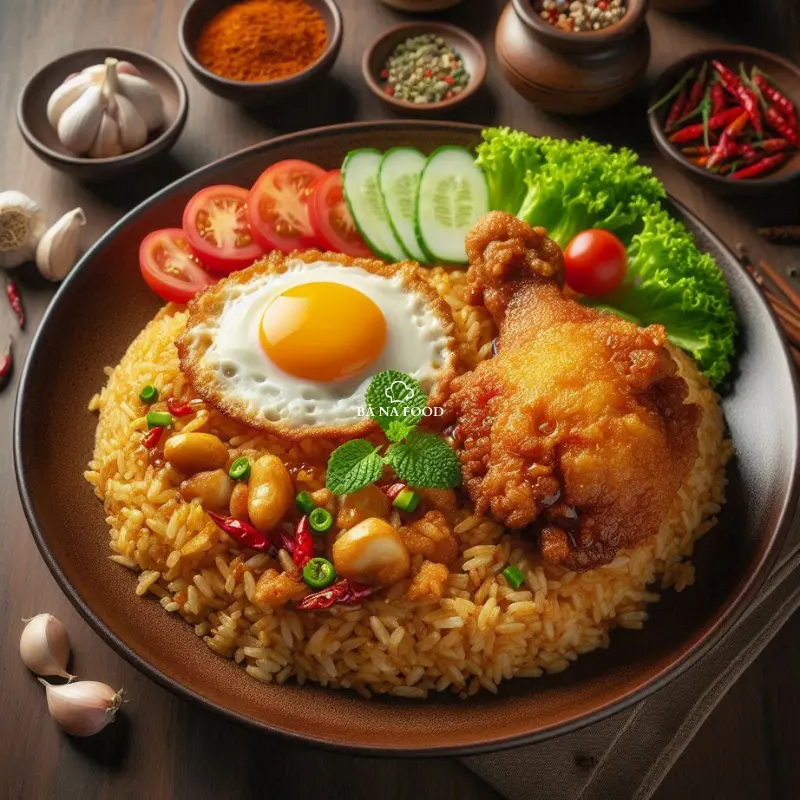 Hình ảnh Cơm gà mắm tỏi + trứng ốp la