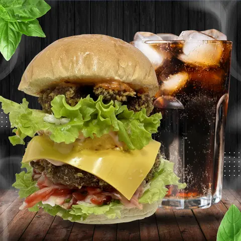Hình ảnh Combo hamburger "trâu khổng lồ" bò - coca