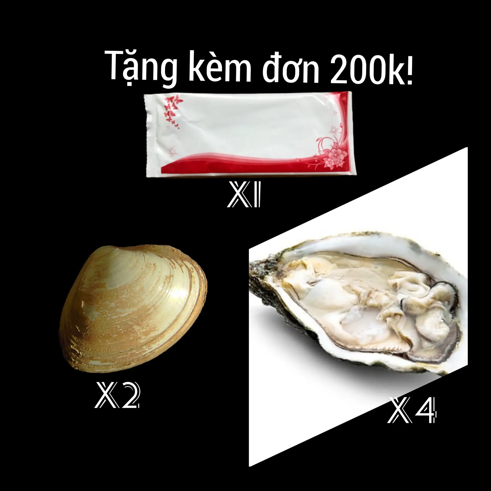 Hình ảnh Quà mẹt ốc nướng đơn 200k(5 hàu sữa nướng hoặc vọp + 1 khăn ướt))