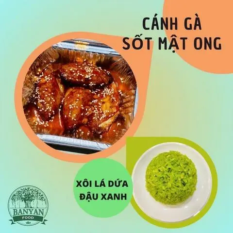 Hình ảnh Cánh gà sốt mật ong (4 pcs) & Xôi lá dứa đậu xanh 
