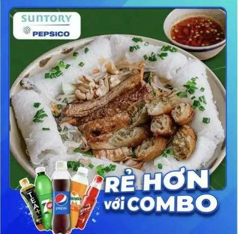 Hình ảnh Bánh Hỏi Thịt Nướng Chả Giò Chay +Pepsi
