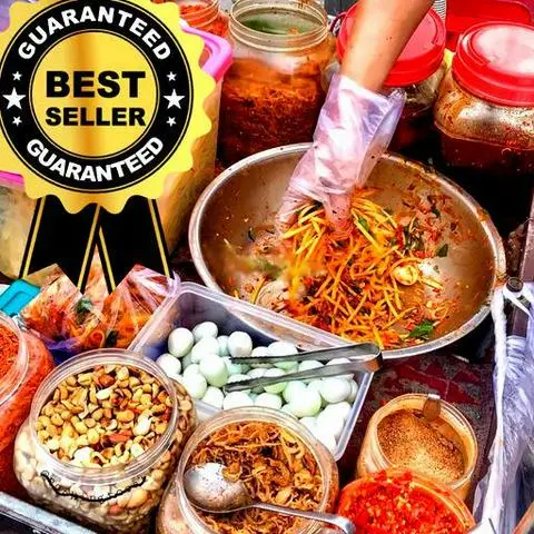 Hình ảnh Bánh tráng trộn Cô Sáu - 4 trứng cút - hộp nhiều