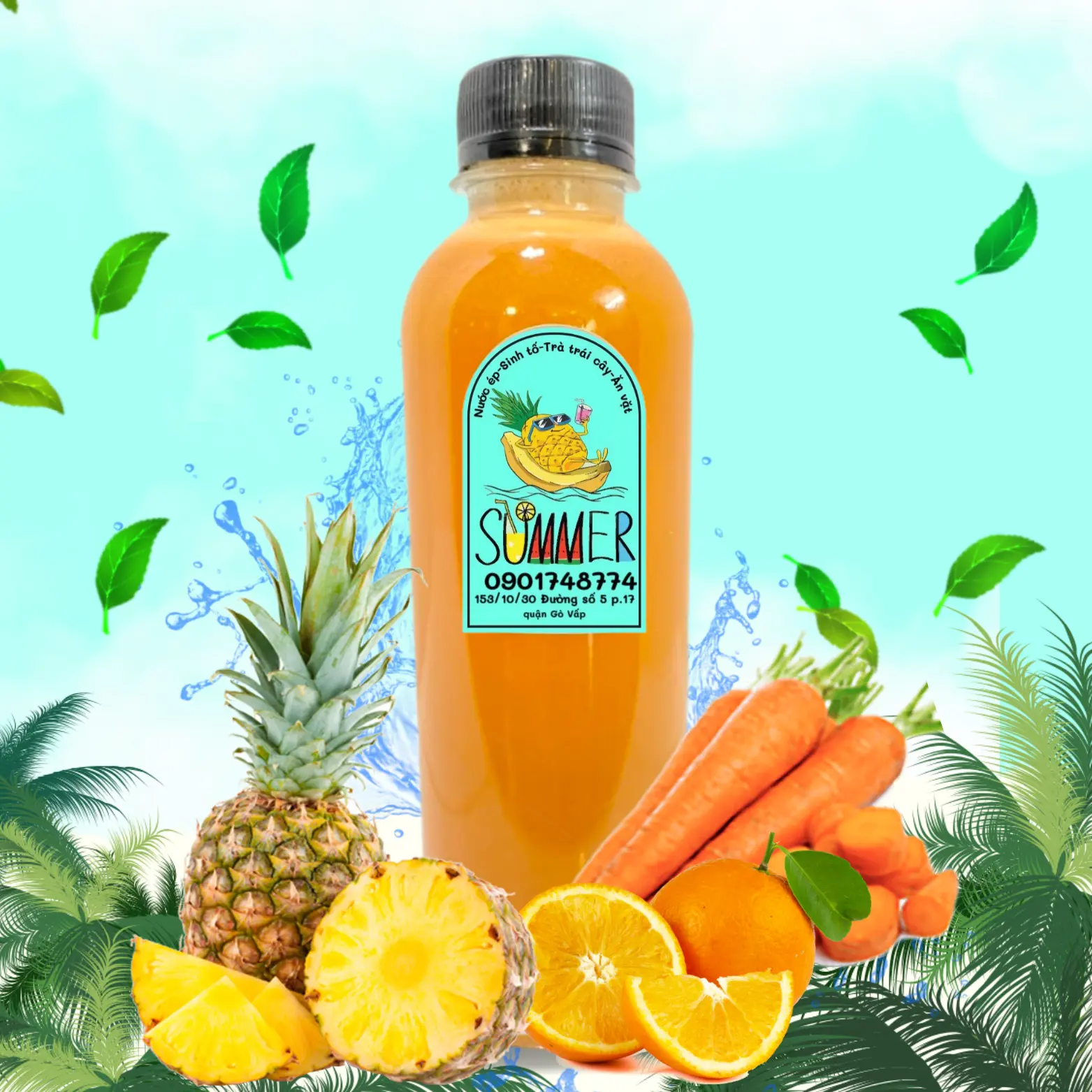 Hình ảnh Nước Ép Thơm - Cam - Cà Rốt Chai 330 ml
