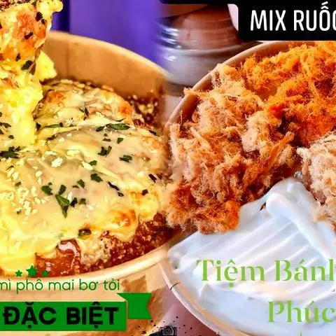 Hình ảnh Bánh mì phô mai bơ tỏi (sốt đặc biệt) + Bông lan sốt dầu trứng mix ruốc