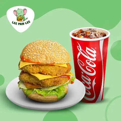Hình ảnh Double burger gà xay phomai - double burger chicken - kèm 1 Coca