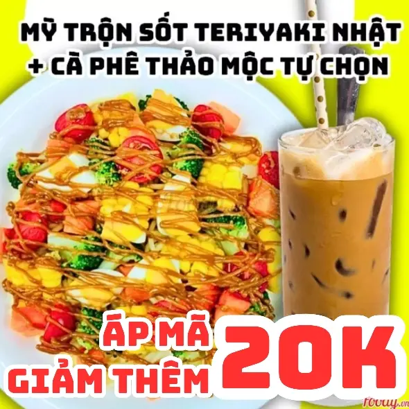 Hình ảnh Mỳ Trộn Sốt Teriyaki Nhật + Cà Phê Thảo Mộc tự chọn