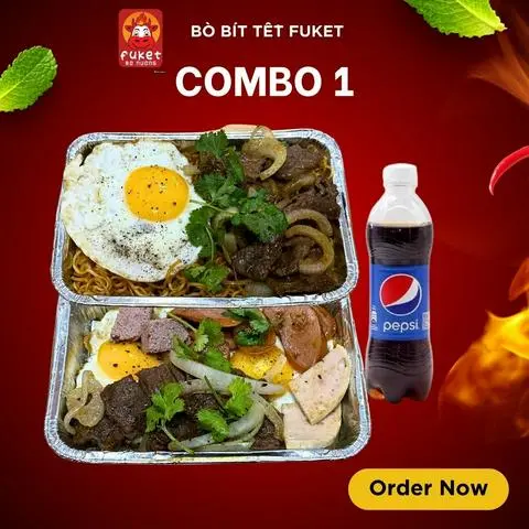 Hình ảnh Combo 1 - bò bít tết đặc biệt - mì xào bò trứng - 1 pepsi