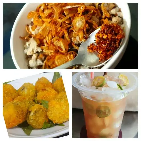 Hình ảnh Combo 1 bánh đúc - 1 cút lộn chiên giòn satế - 1 trà tắc