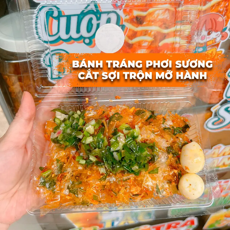 Hình ảnh Bánh Tráng Phơi Sương Cắt Sợi Trộn Mỡ Hành