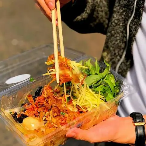 Hình ảnh New - combo bánh tráng trộn - trà sữa thái xanh