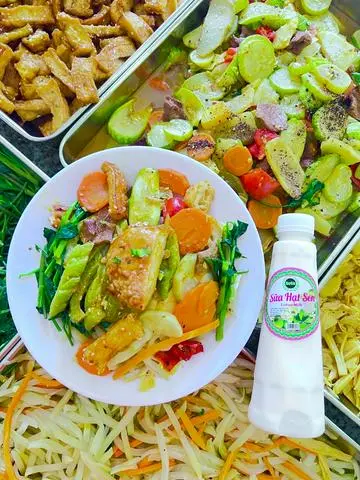 Hình ảnh Cơm Chay Thập Cẩm + Chả Cá Nữa Miếng  + Sữa Hạt Sen