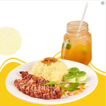 Hình ảnh Combo cơm xá xíu - trà đào tắc