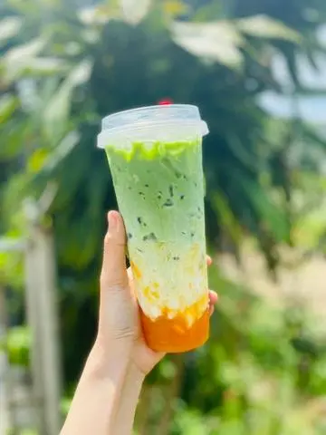 Hình ảnh sữa gấu matcha latte xoài