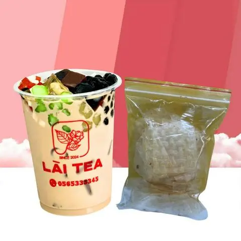 Hình ảnh Combo Trà sữa truyền thống full topping + Bánh tráng muối tỏi chill