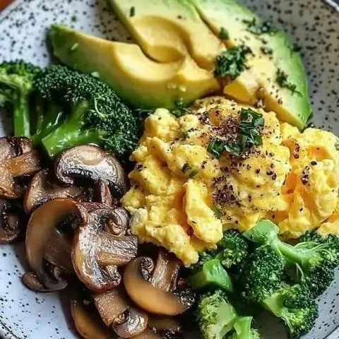 Hình ảnh Món healthy trứng chiên và nấm