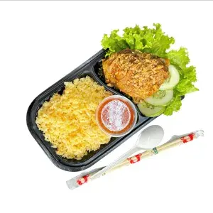 Hình ảnh Cơm gà má đùi chiên sốt bơ tỏi