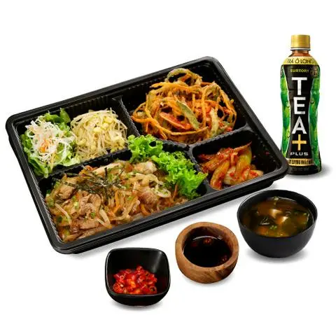 Hình ảnh Combo: Bento miến xào bò , soup miso, trà ô long tea+ plus