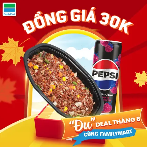 Hình ảnh Combo Cơm Chiên Chay Gạo Lứt Fmj 250G (Menu 247) + Pepsi Phúc Bồn Tử Không Calo 320Ml