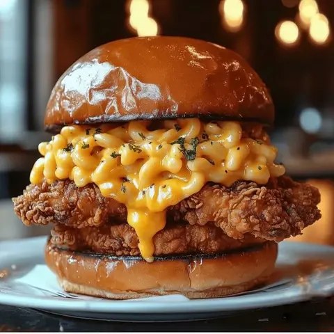 Hình ảnh Burger gà và nui phô mai - Mr Chikmac burger