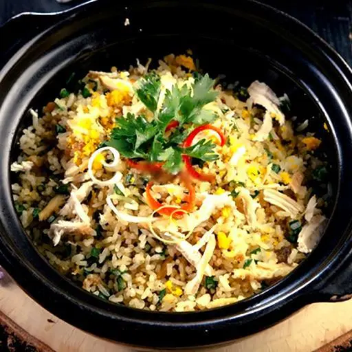 Hình ảnh Cơm chiên gà xé cá mặn
