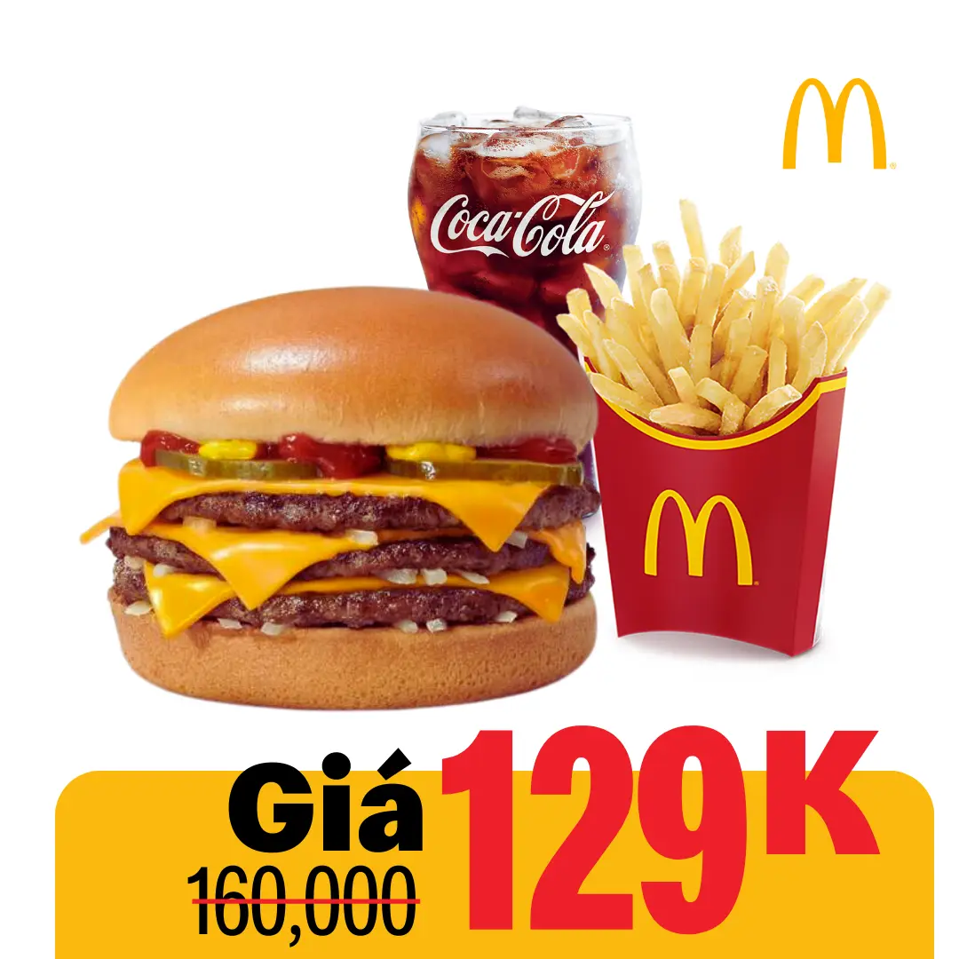 Hình ảnh Phần ăn burger 3 lớp bò phô mai