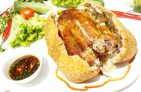 Hình ảnh Gà bó xôi chà bông