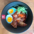 Hình ảnh Há cảo Hàn Quốc với mì cay Hakenfu