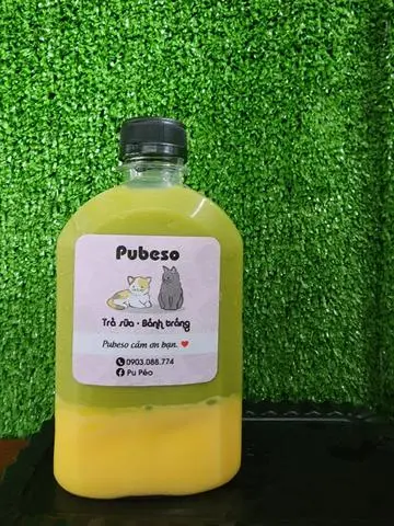 Hình ảnh Trà sữa thái xanh pudding trứng