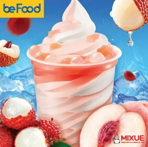Hình ảnh Super sundae đào hoa hồng （Kem mix).