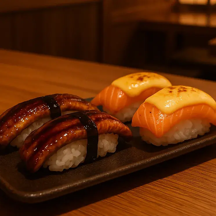 Hình ảnh Sushi set cá hồi và lươn Nhật