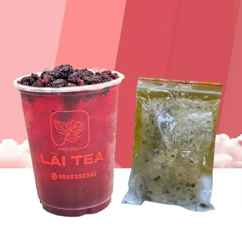 Hình ảnh Combo Trà dâu + bánh tráng mỡ hành chill