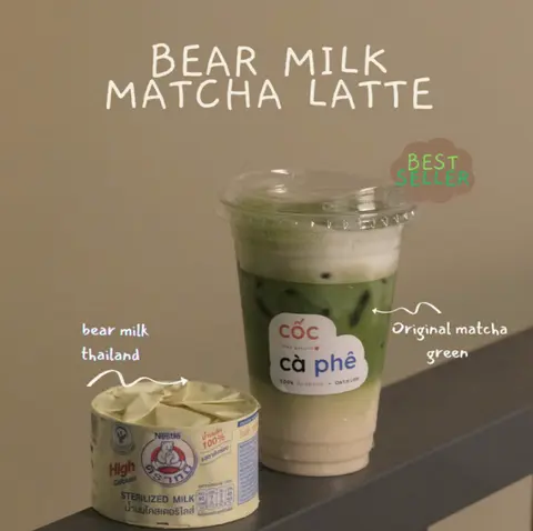 Hình ảnh Matcha latte sữa gấu