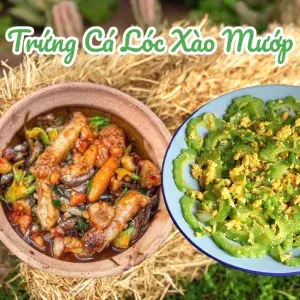 Hình ảnh Trứng cá lóc xào mướp