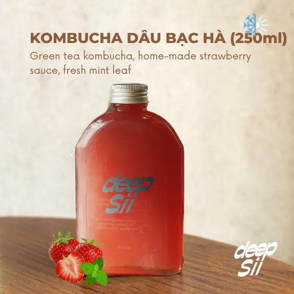 Hình ảnh Kombucha Dâu Bạc Hà (Chai 250ml)