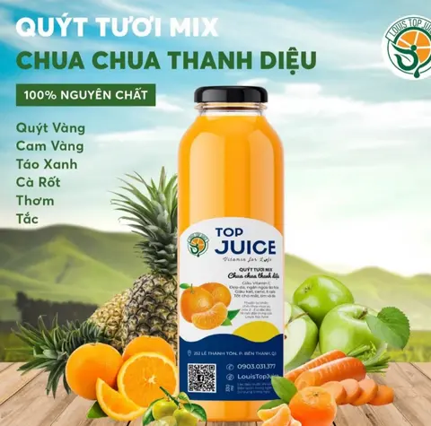 Hình ảnh Nước ép quýt tươi mix cam thơm - chai 330ml