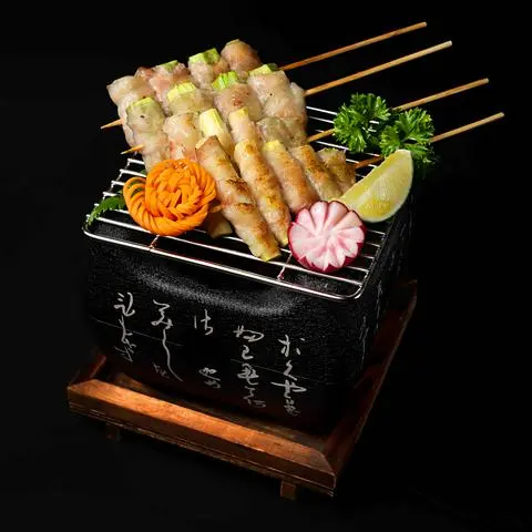 Hình ảnh Ba rọi cuộn đậu bắp - măng tây xiên - okra - asparagus and bacon skewers - ya07